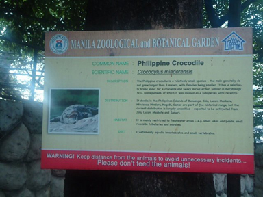 Philippine crocodile noticeboard (photo)